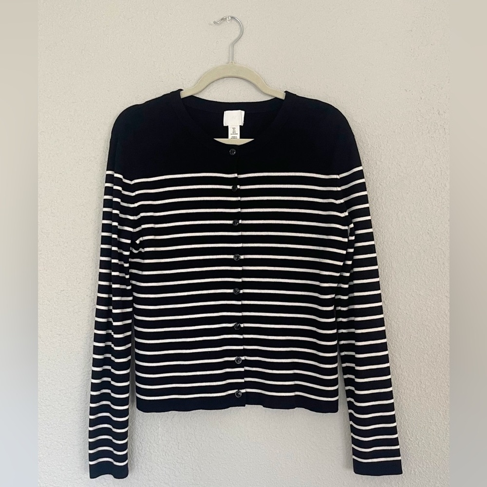 H&M | Black and White Striped Cardigan